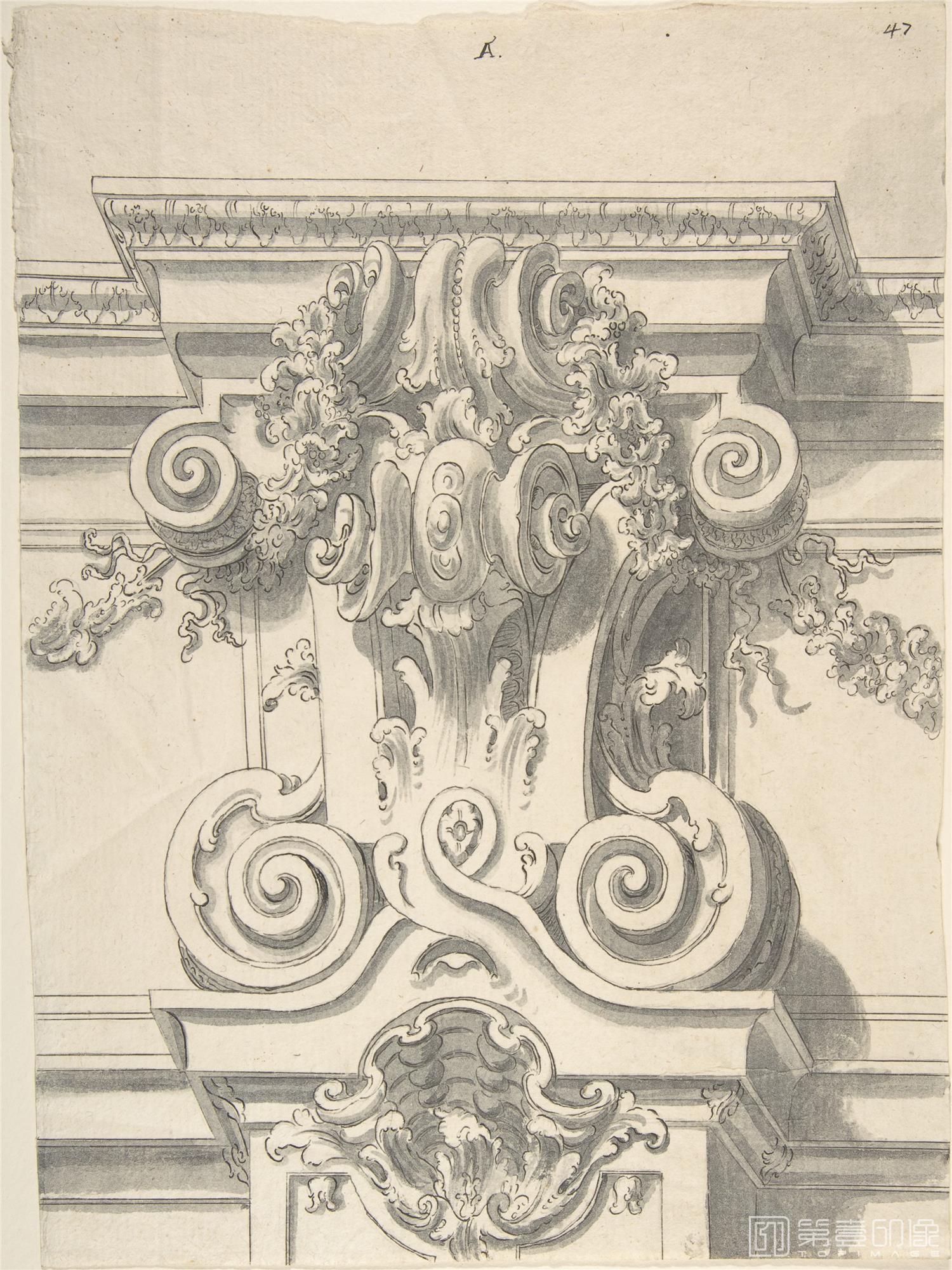 素描-美国纽约大都会美术馆素描藏画-AnonymousDrawing for a Capital-0109